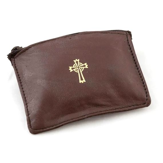 SHEEPSKIN ROSARY POUCH - BROWN